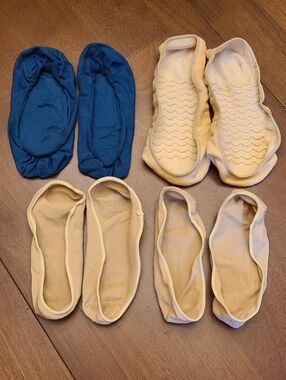 No-Show Liner Socks Pack — Teal Blue and Beige ~ Bundle Set Lot of 4 Pairs